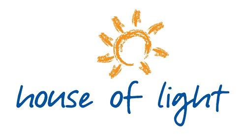 House of light writing in blue on a white background